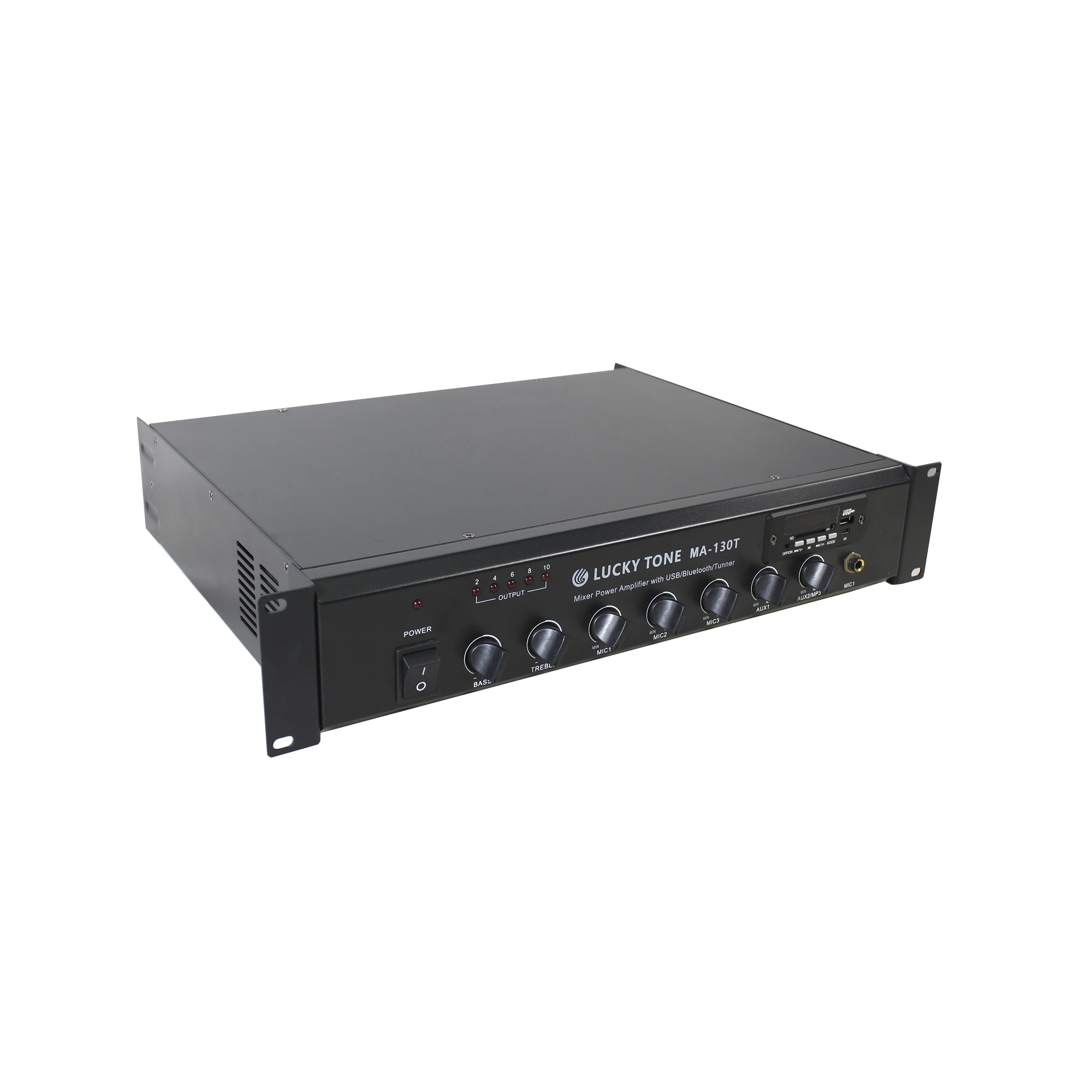 Мощный усилитель-миксер для Bluetooth 100 в/70 в/4-16 Ом 130 Вт с USB/SD-картой/Aux и тюнером