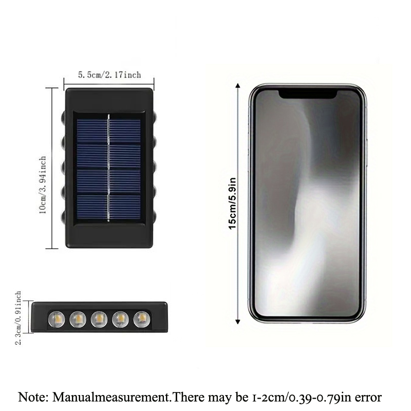 1/2/4 PC, Solar-10-LED-Wandleuchte für den Außenbereich, Auf- und Ab-Licht, Wandleuchte für Garten, Terrasse, Außenwandleuchte, Garage, Wandfluter