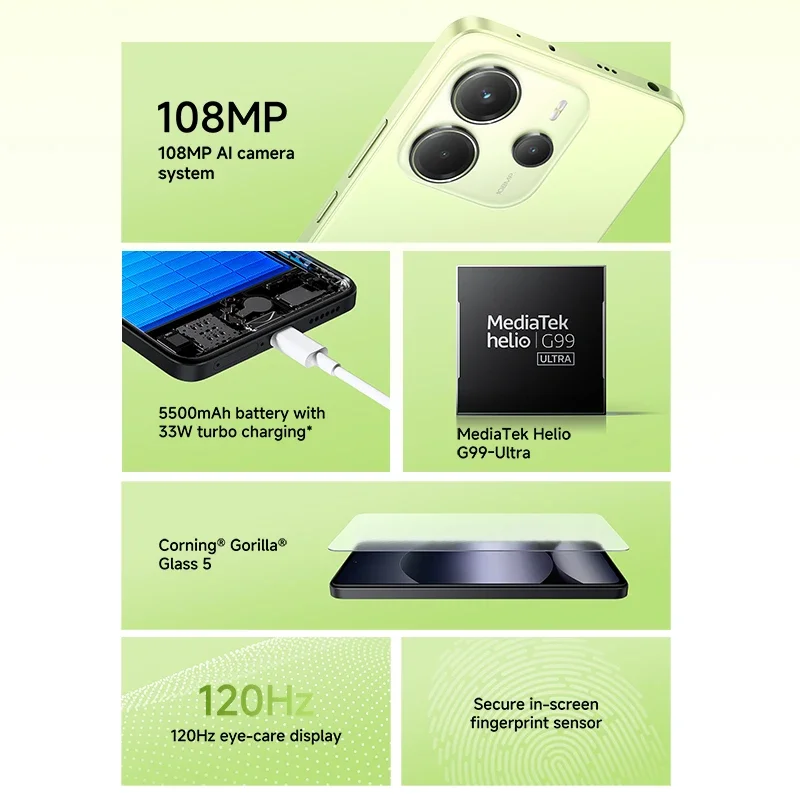 【Marchio+】 Versione globale Xiaomi Redmi Note 14 MediaTek Helio G99-Ultra 108MP AI 5500mAh Display AMOLED da 6,67" 120Hz