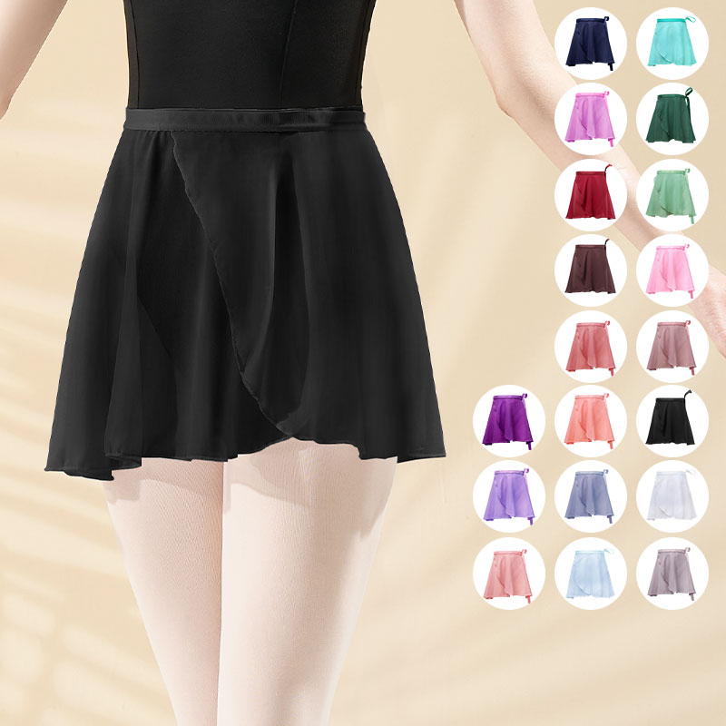Mulher saias de balé meninas envoltório tutu dança saia saias de chiffon para meninas amarrar mini saia curta para dançar 19 cores