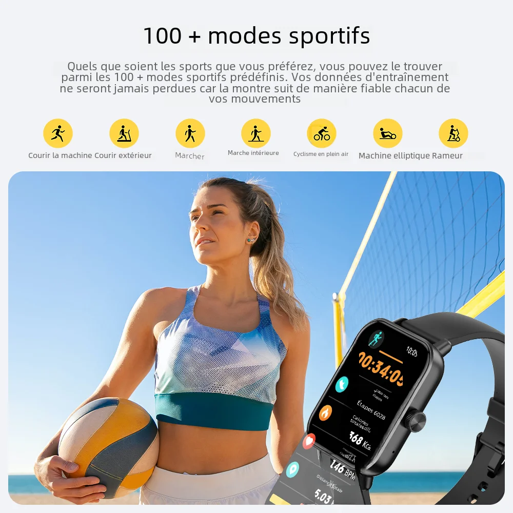 COLMI P81 appel vocal montre intelligente Ultra 1.9 pouces écran 24H moniteur de santé plus de 100 Modes sportifs, Bluetooth Smartwatch hommes femmes