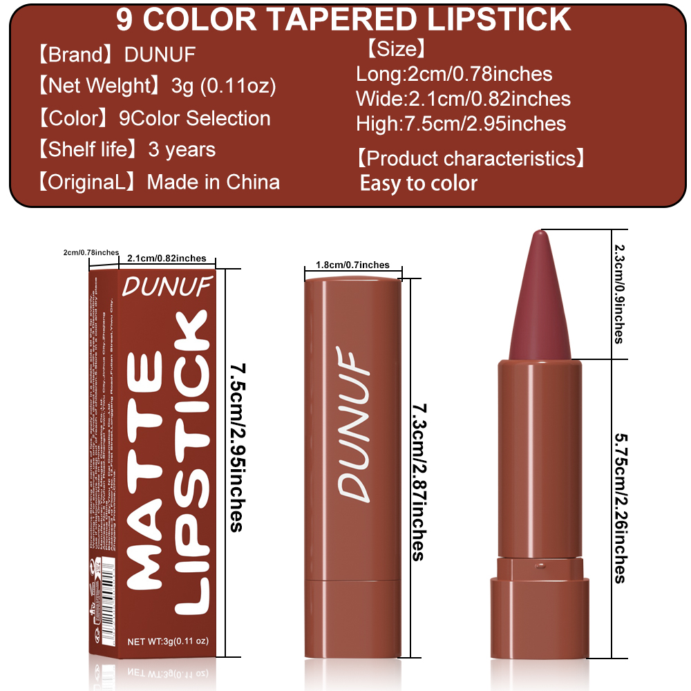 Stylo à lèvres dégradé avec finition velours mat, rouge à lèvres à Application lisse pour les lèvres définies et élégantes