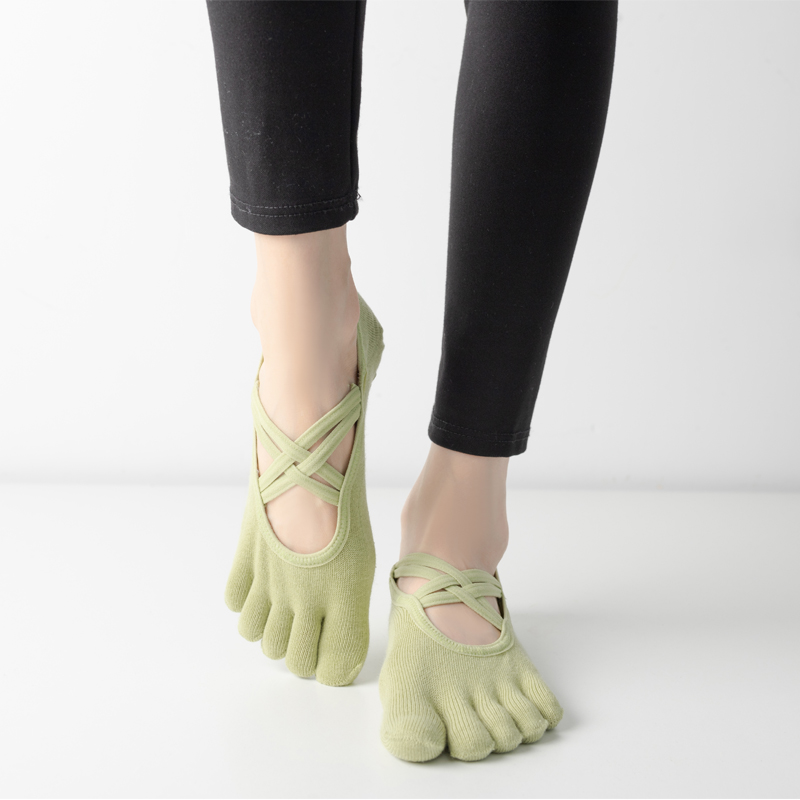 Nieuwe Vrouwen Anti Slip Pilates Sokken Vijf Teen Siliconen Antislip Yoga Sok Bandage Ballet Dans Dames Fitness Sport Katoenen Sok