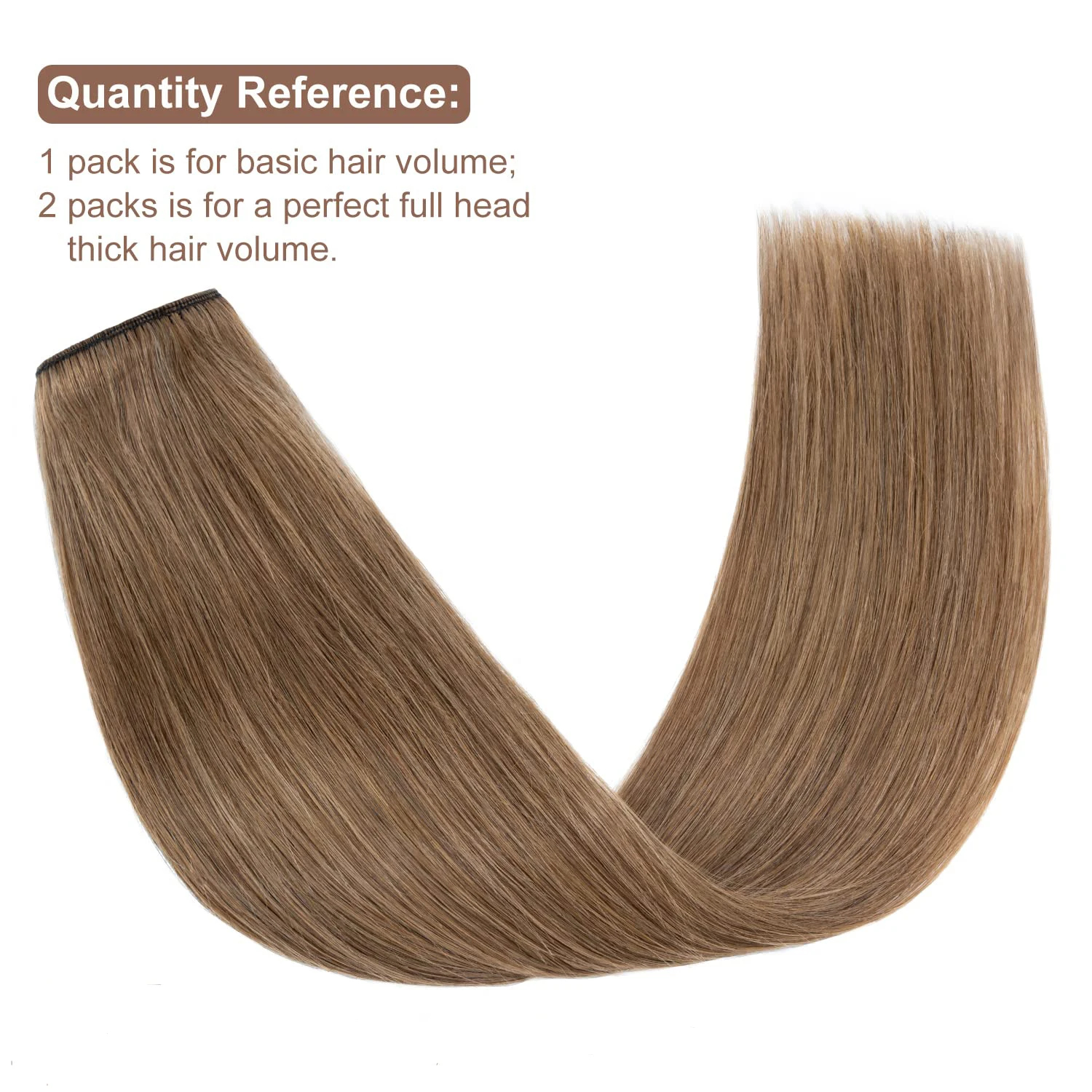 Extensions de cheveux à clipser # 6 brun châtain Double trame épaisse 120G 8 pièces pince brésilienne droite soyeuse dans les Extensions de cheveux humains