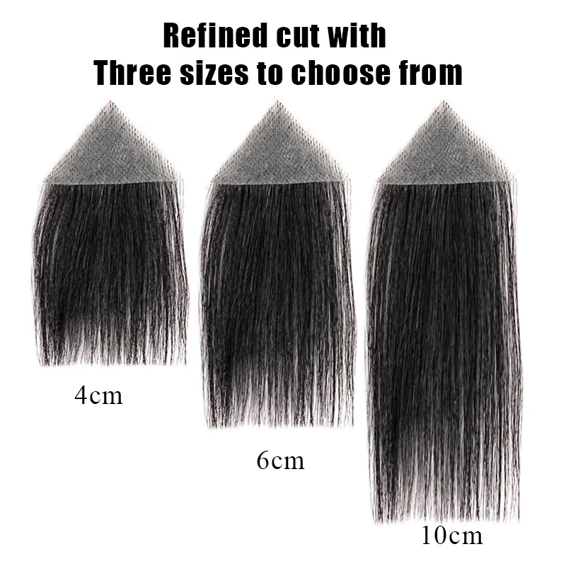 額パッチ 100% 人毛かつらもみあげかつら目に見えないシームレスな超薄皮 PU 男性の生え際もみあげパッチ