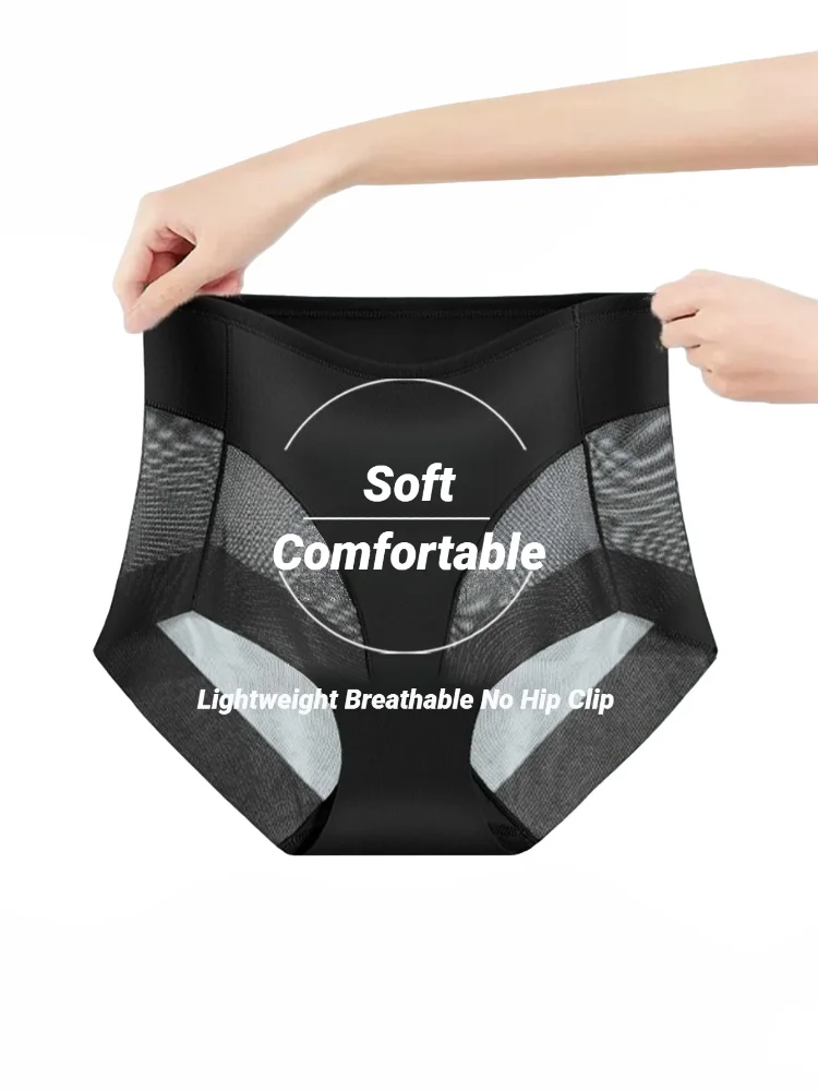 Mulheres emagrecimento calcinha de cintura alta gelo seda barriga controle briefs feminino trainer moldar cuecas bunda levantador shapewear