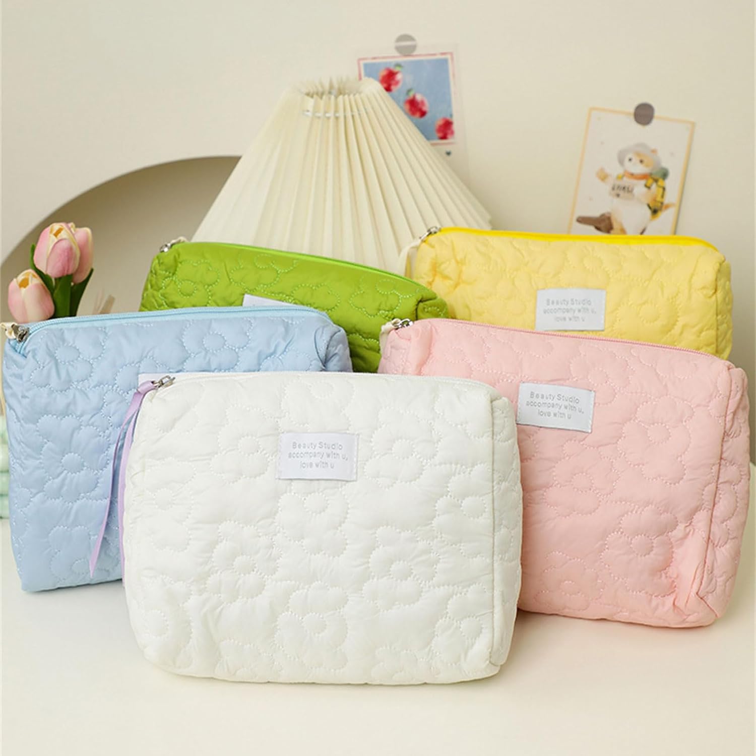 Bolsa cosmética bordada de grande capacidade Bolsa de armazenamento portátil à prova d'água Bolsa de maquiagem para viagem