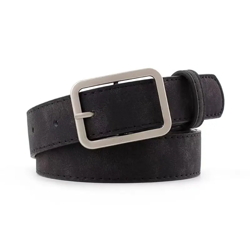 Zomer dames retro matte riem, zilveren vierkante naald, veelzijdig, trendy, modieus, gepersonaliseerde decoratieve taille