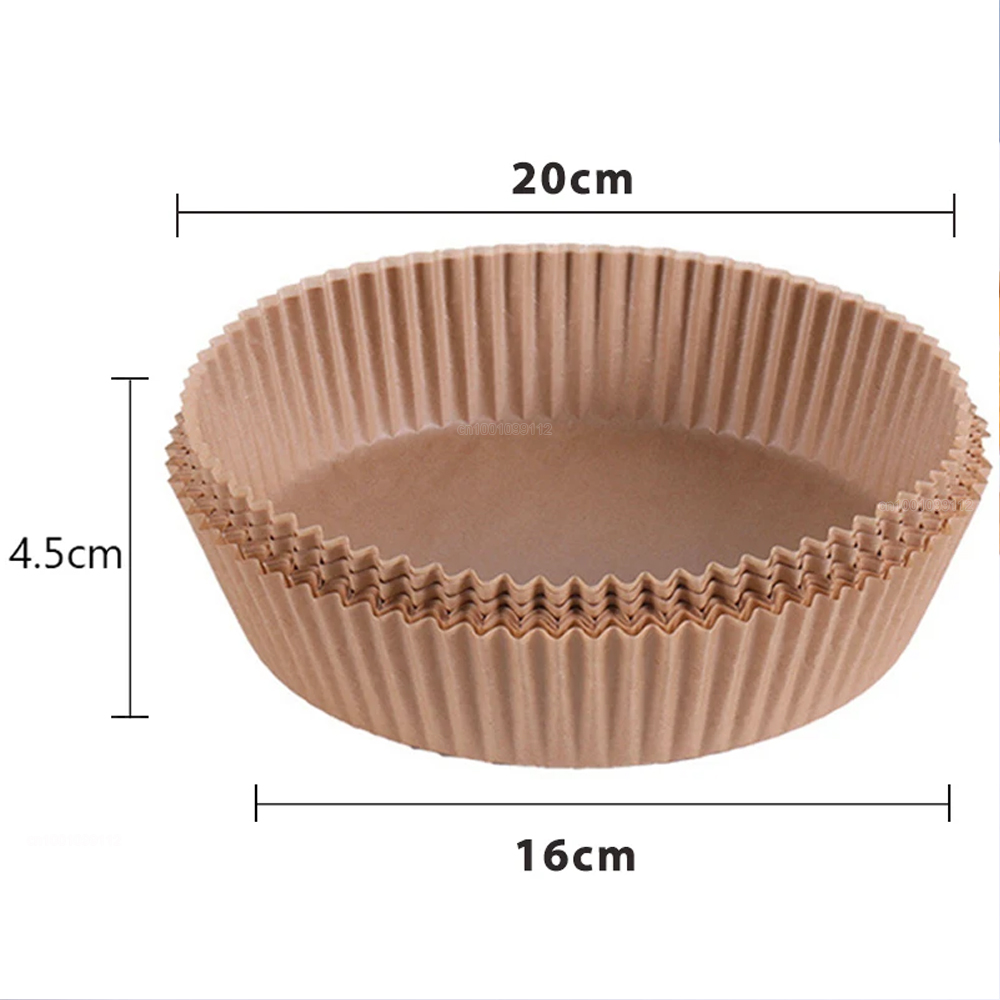 50/100Pcs Air Fryer กระดาษทิ้ง Non-Stick Airfryer Baking Papers รอบ Air-Fryer กระดาษ Liners กระดาษอุปกรณ์ครัว