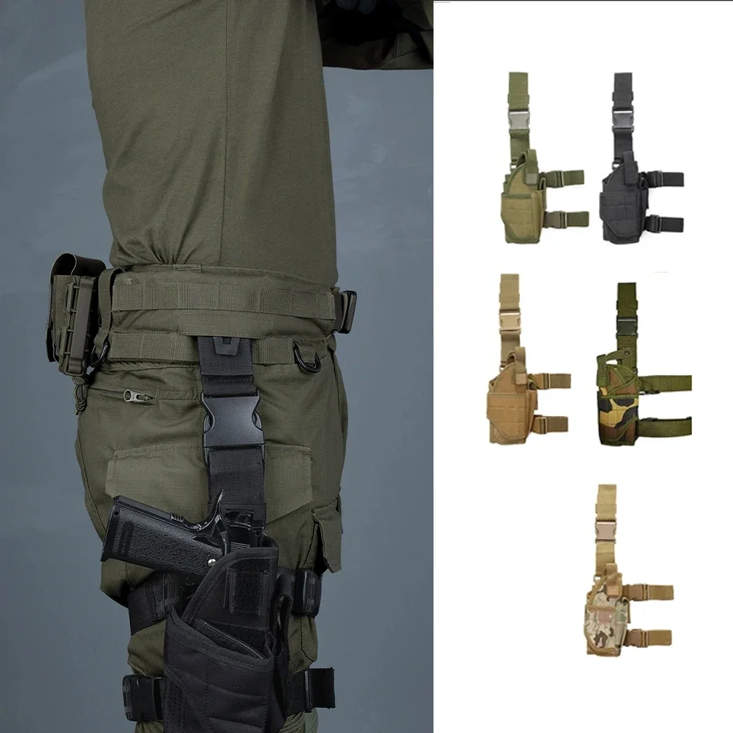 Coldre de perna caída, coldre de arma de coxa para homens e mulheres, coldre de pistola de airsoft para destro com bolsa de revista