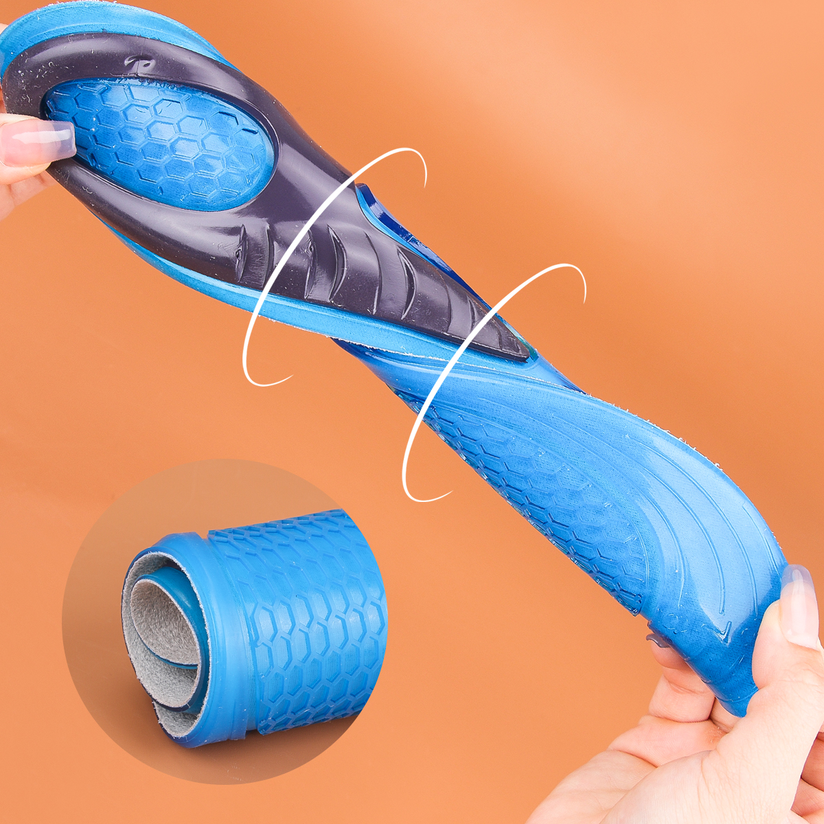 男性と女性のための再利用可能なハニカムインソール,滑り止め,快適なスポーツインソール,シリコン,1ペア