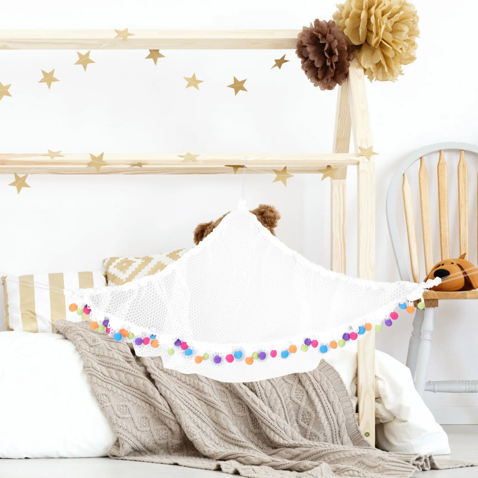 Stuffed Animal and Toy Hammock Organizer Mesh Net Holder for Kids Room Corner Storage