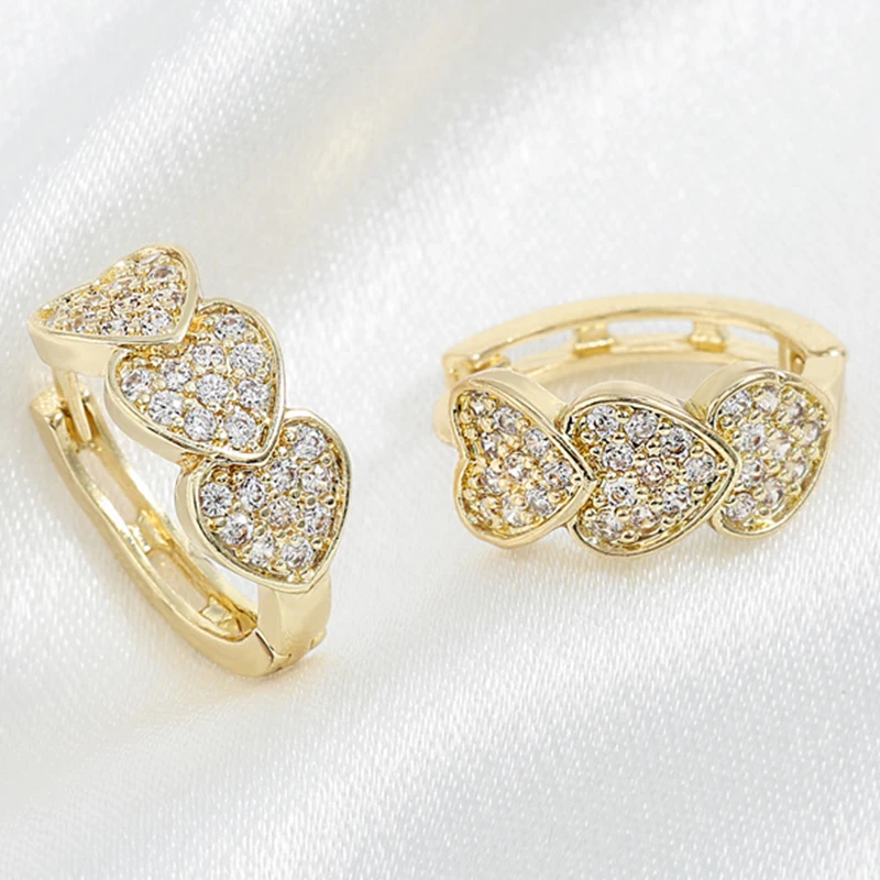 อินเทรนด์รอบทองแดงCubic Zirconiaต่างหูผู้หญิงทองสีโลหะคริสตัลต่างหูเรขาคณิตเทศกาลเครื่องประดับของขวัญ