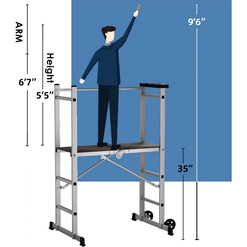 Foldable Aluminum Scaffolding, Portable Scaffolding Ladder,Scaffolding Work Platform, Scaffold Tower,Ladder Stool Work Bench