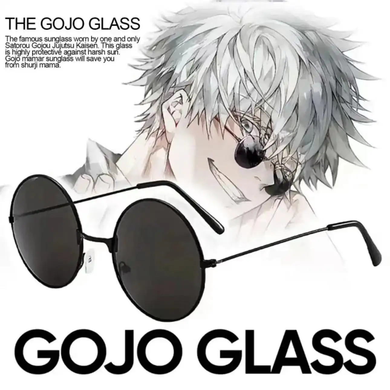 Gojo Satoru Occhiali Anime Jujutsu Kaisen Gojo Satoru Cosplay Occhiali Neri Occhiali Da Sole di Alta Qualità Del Partito Degli Uomini Donne Prop