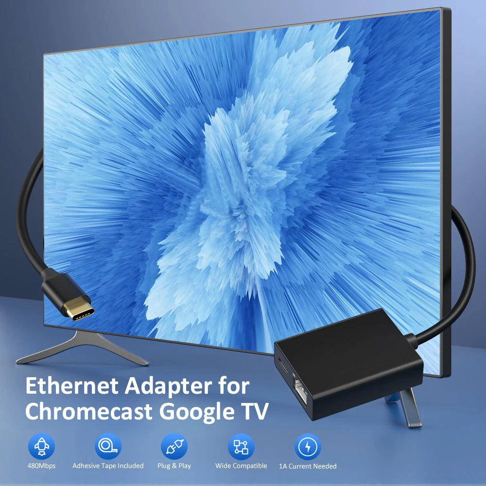 ELECTOP USB сетевая карта Ethernet-адаптер для Chromecast Google TV Type-C к сети RJ45 для смартфонов, планшетов, устройств Android