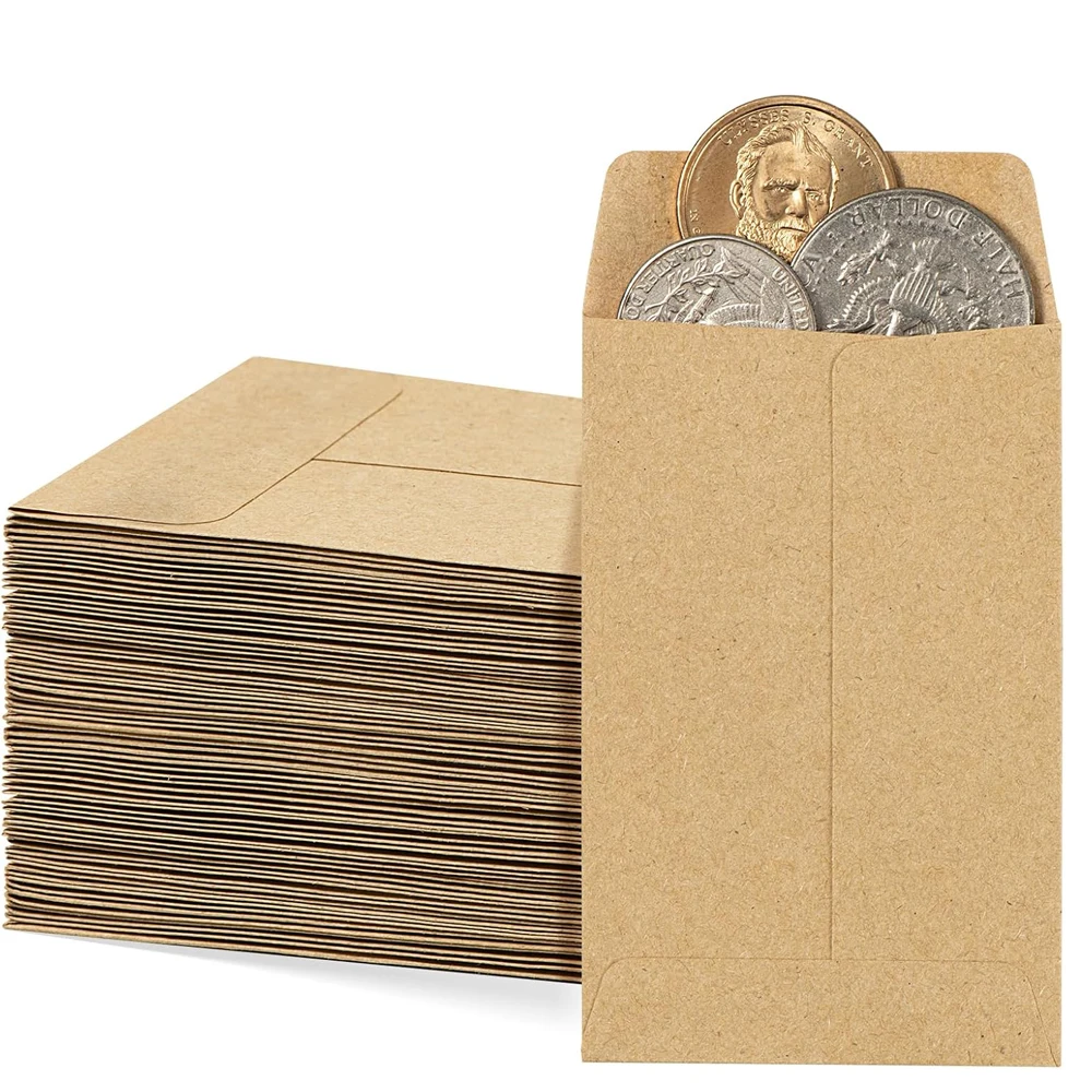 100/200pcs Seed Envelopes Bulk 6x10cm Seed Packets Envelopes Gift Small Paper Coin Envelopes Resealable Seed Organizer Storage