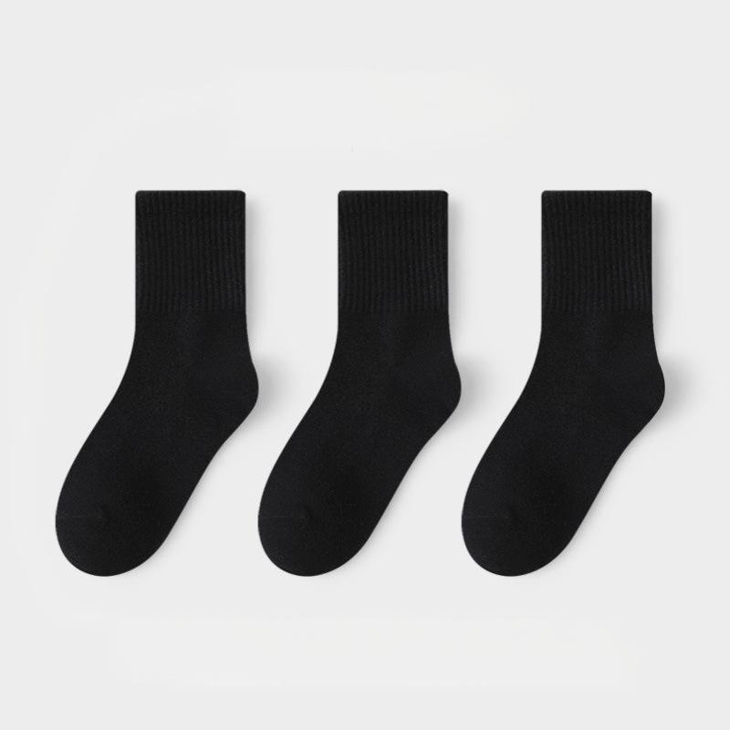 3/10 Pairs of MEN'S Mid-calf Socks Cotton Socks for All Seasons, Solid Colour and Versatile