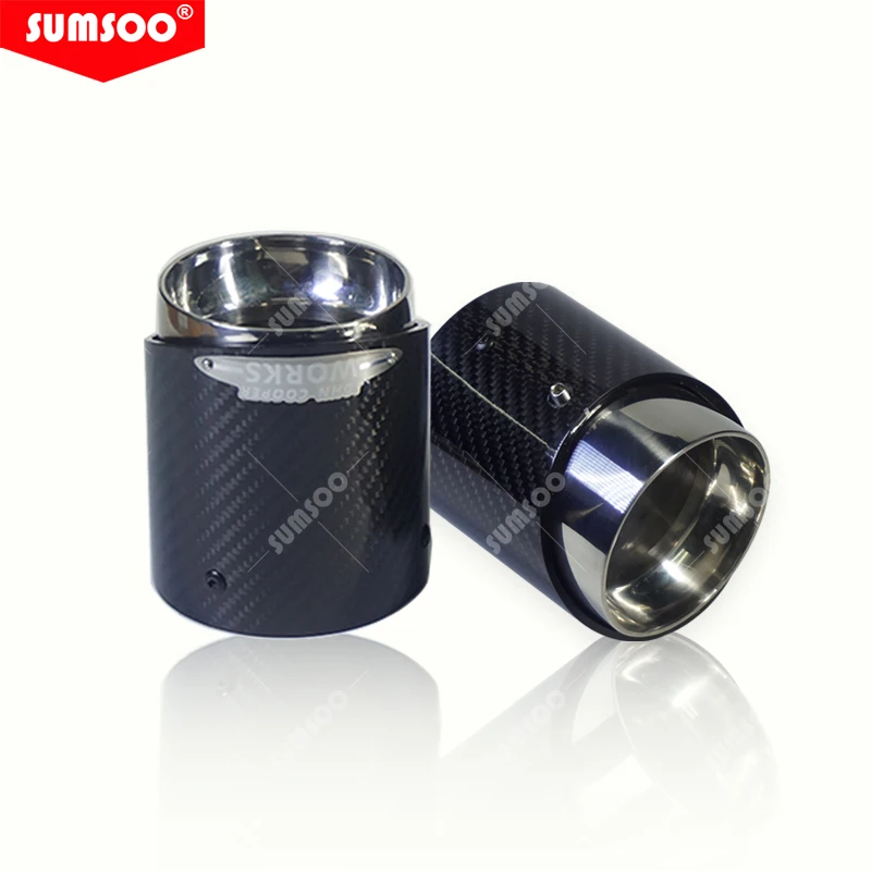 Sumoo genuíno 1 peça ponta silenciadora preta cromada e fibra de carbono adequada para mini cooper ponta de escape r55 r56 r57 r58 r59 r60 r61
