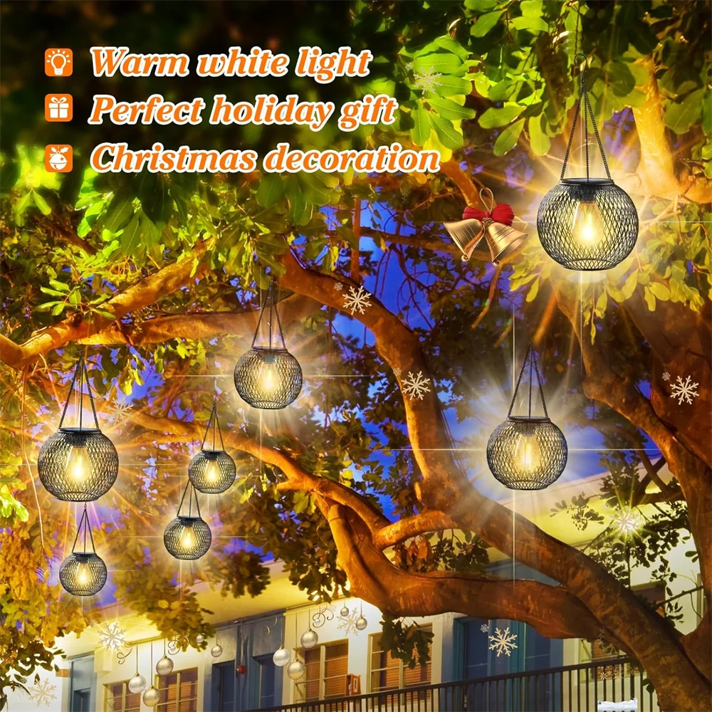 Ortiny-linterna Solar para exteriores, luces colgantes decorativas para exteriores, impermeables, mejoradas