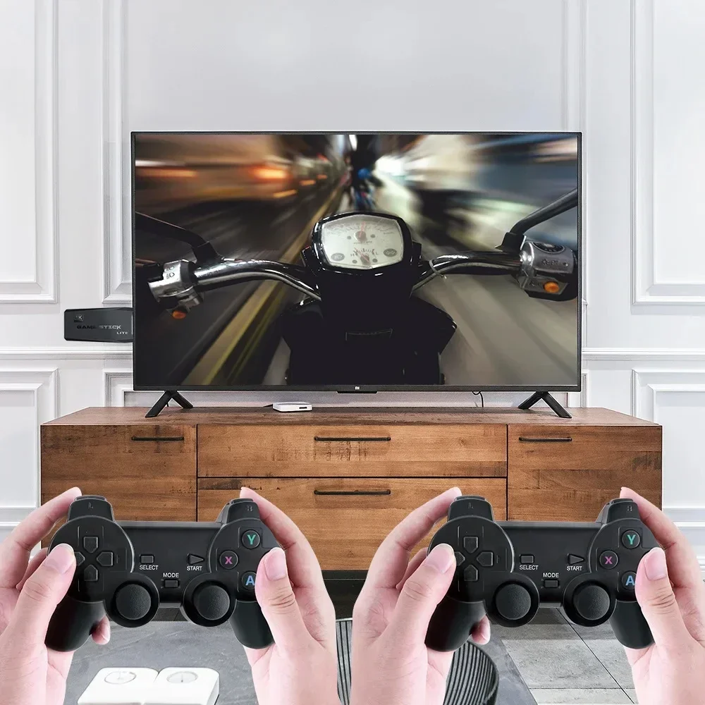 M8+64 Konsola do gier Wbudowana 20000 + 64 GB Dwuosobowy kontroler bezprzewodowy 2.4G Stick 4K HD PS1 GBA Video Prezent świąteczny dla dzieci