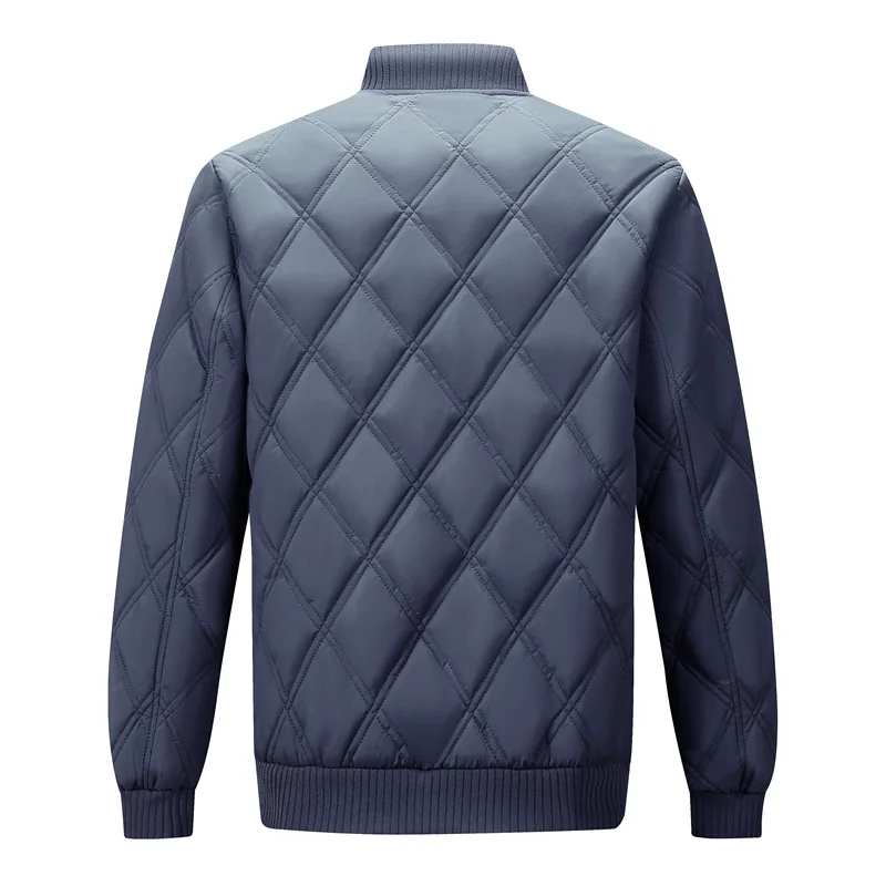 Chaqueta de invierno para hombre, chaquetas acolchadas lisas, abrigos cálidos con forro polar, chaqueta Bomber gruesa de Color levantado, ropa informal de moda para hombre