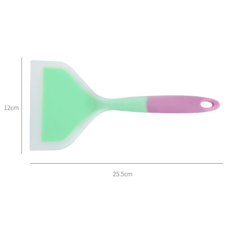 Espátula de silicone para utensílios de cozinha, dupla cor, alça transparente, antiaderente, resistente ao calor, espátula de fritura