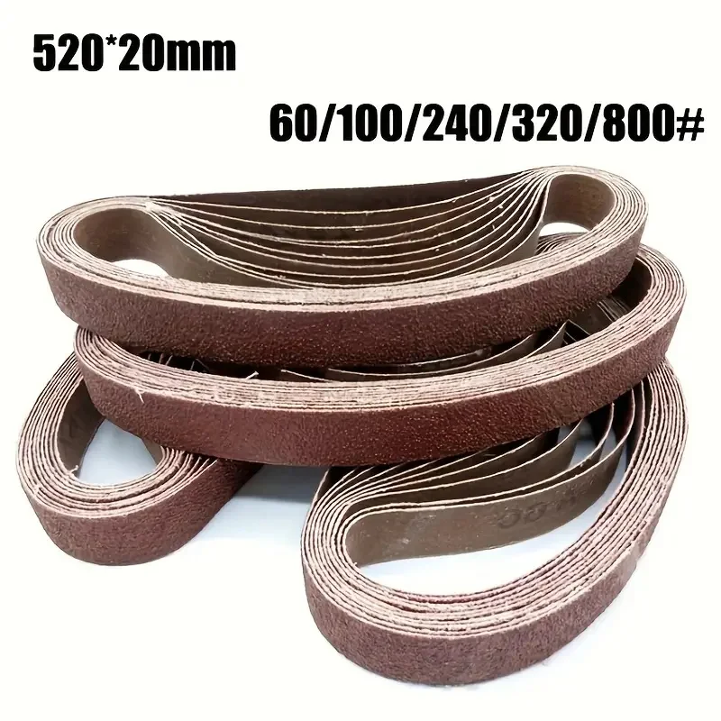 10pcs Mini Belt Sander Set - Compact Portable Design for Grinding, Polishing, Rust Removal - 520x20mm（60-800 Grits）