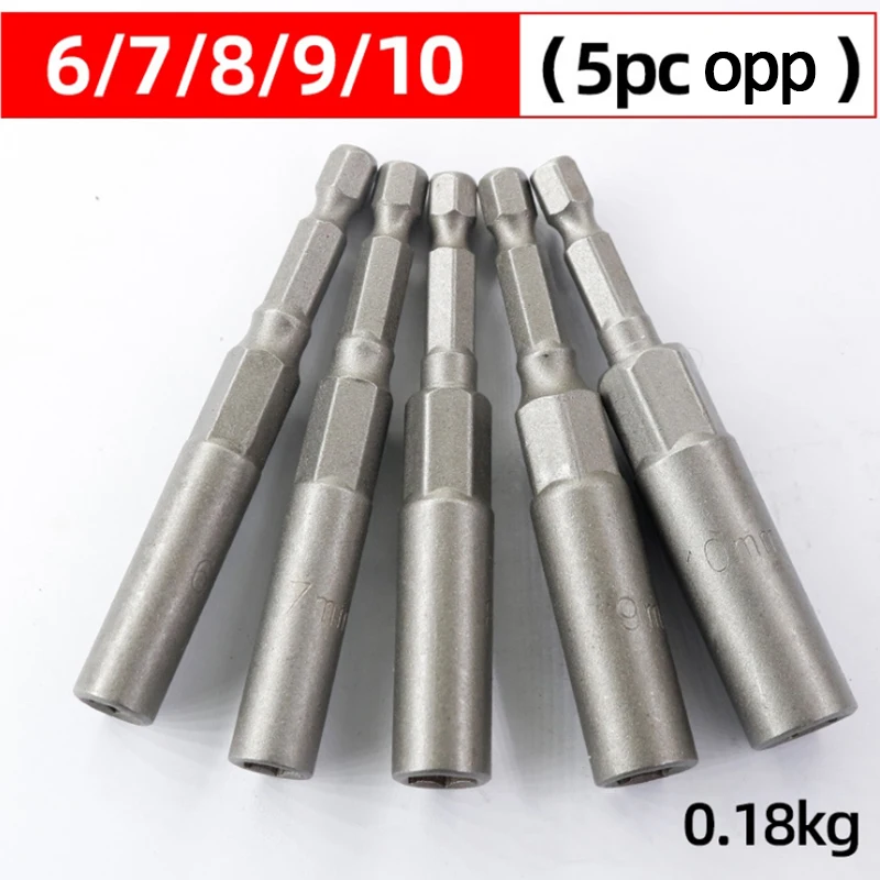 5/10/15 Stücke 80mm Länge Vertiefen Power Mutter Fahrer Bohrer Set 5,5-19 MM Schlagschrauber Adapter für Elektrowerkzeuge 6,35 MM Sechskantschaft