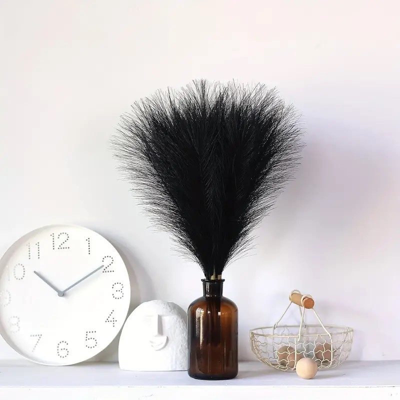 10 unids/bolsa 55CM majestuoso blanco imitación Pampas hierba ramas de pompón de felpa para relleno de jarrón de suelo boda hogar y decoración Bohemia