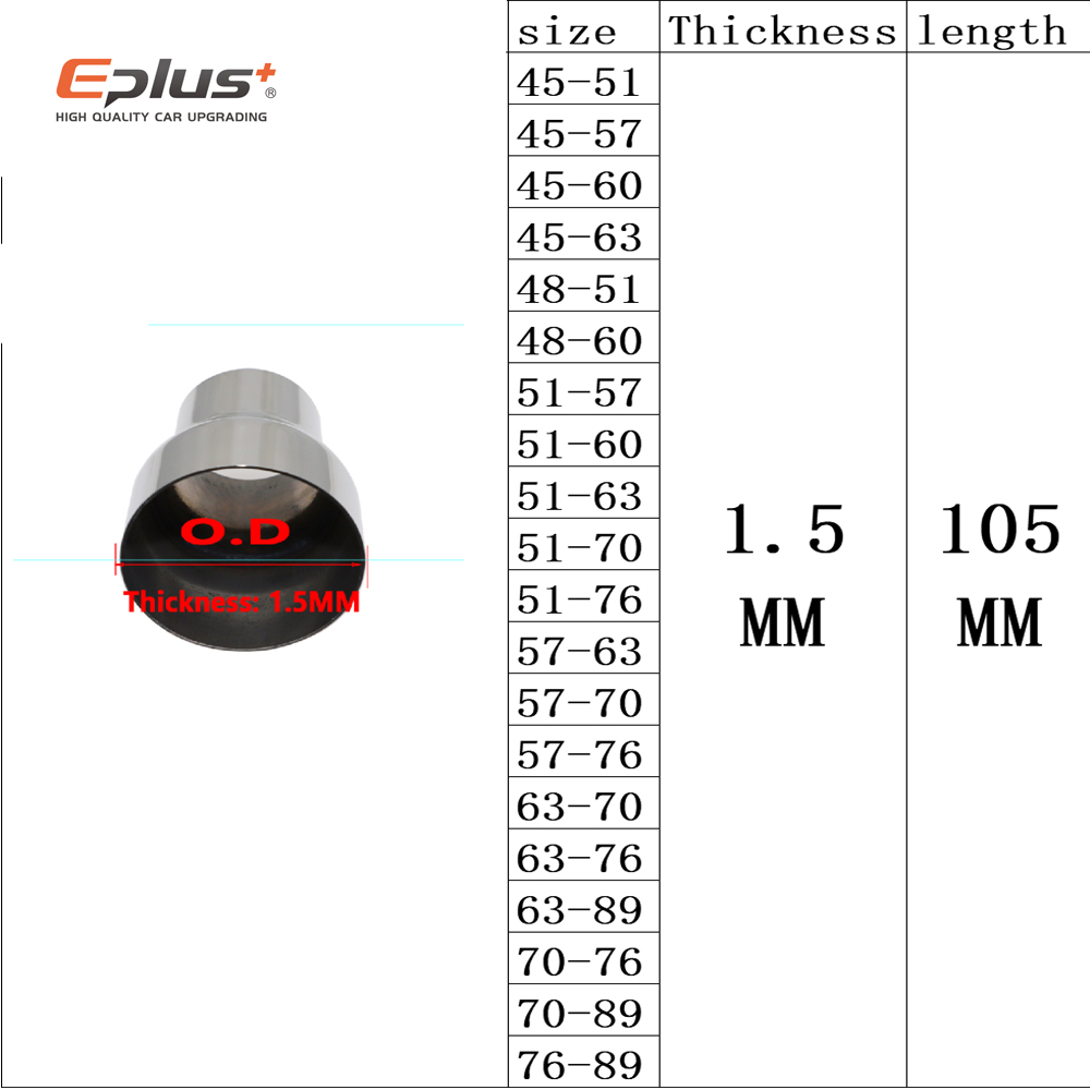 Universal Stainless steel Straight Adapter reducer car motorcycle Exhaust Muffler pipeline welded pipe Multiple sizes available
