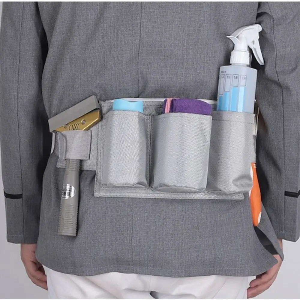 Bolsa de herramientas de cintura con 3 bolsillos, bolsa de almacenamiento de limpieza de tela Oxford manos libres, cinturón ajustable, bolsa de transporte de cintura impermeable para taller