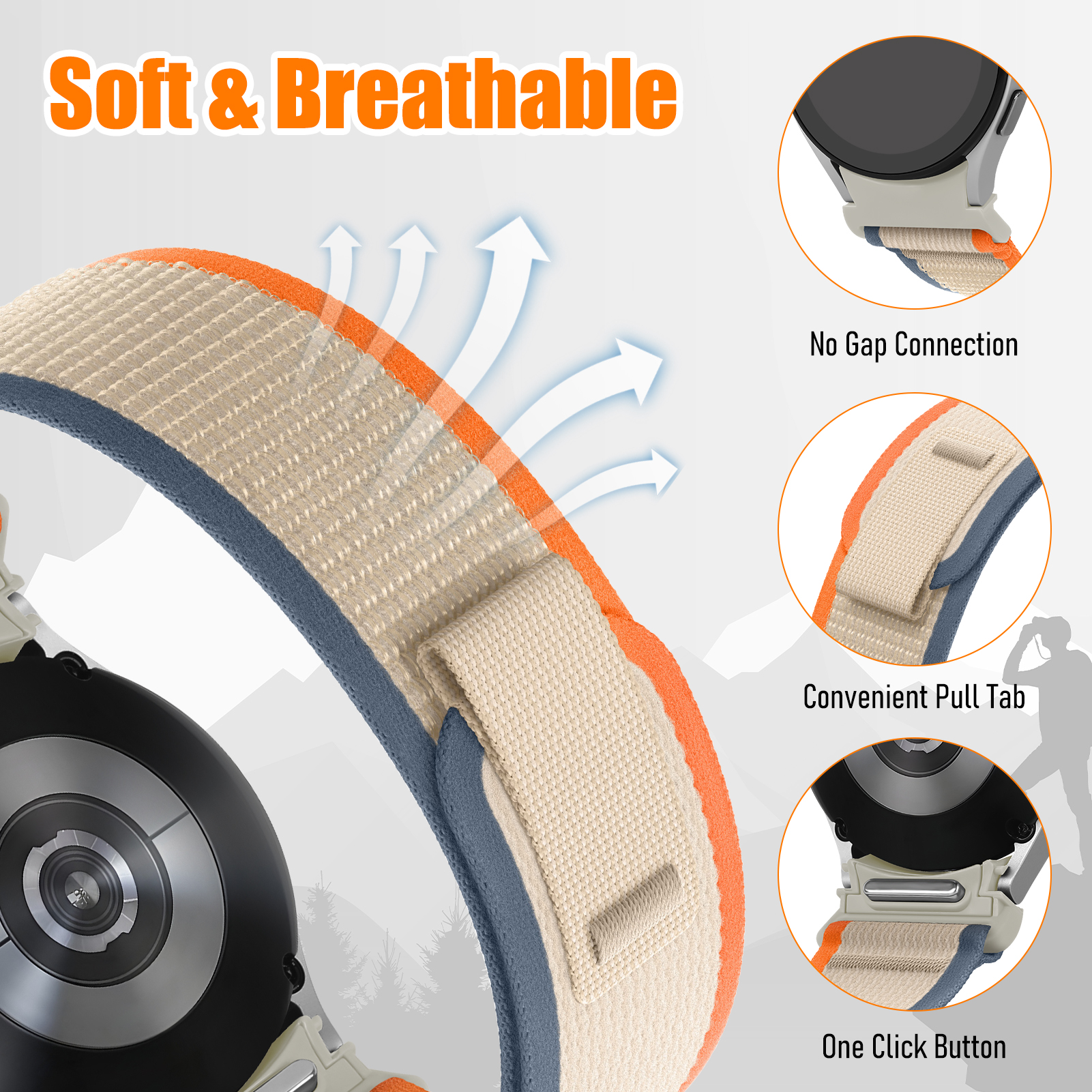 Ремешок с петлей для Samsung Galaxy watch 7 6 5 4 44 мм 40 мм/FE/5 Pro 45 мм Нейлоновый браслет correa watch6 classic 47 мм 43 мм Ремешок