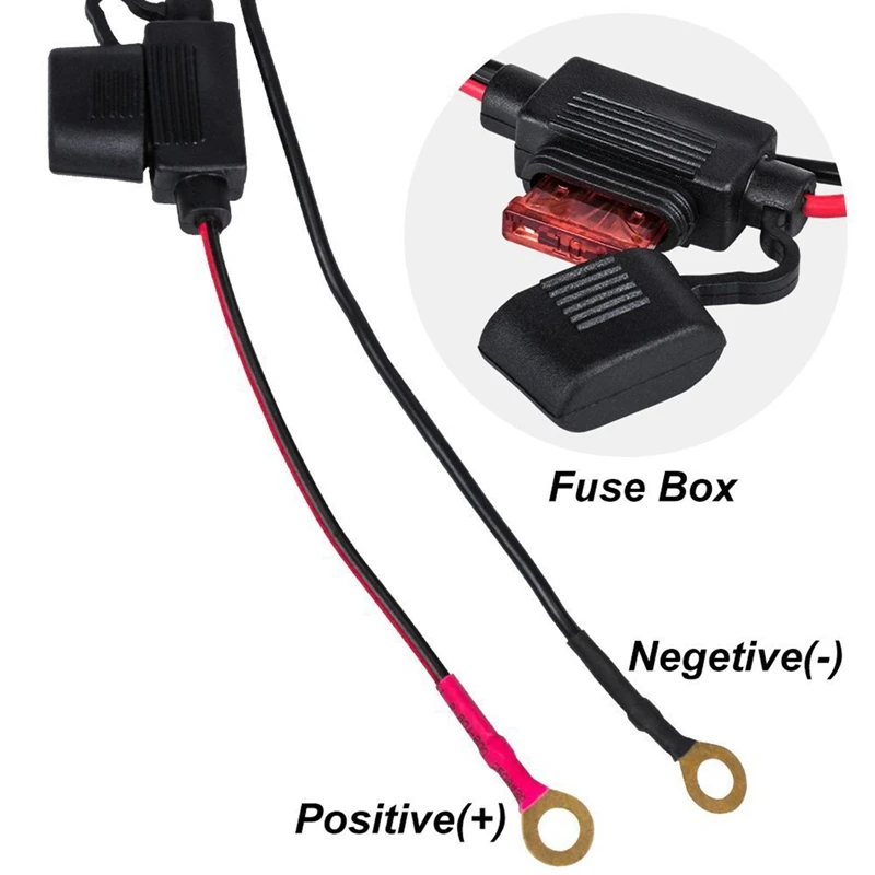 SAE to USB Cable Adaptor with Inline Fuse Motorcycle Waterproof Charger Quick 2.1A Fast Charging Port for Phone Tablets 12-24V