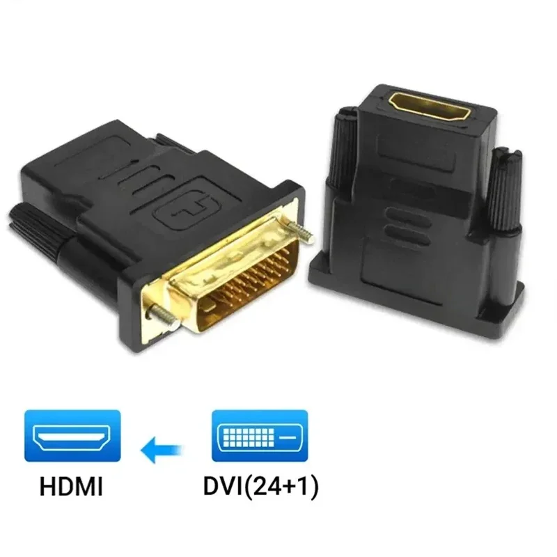 Adaptador DVI a HDMI DVI 24 + 1 a conector chapado Compatible con HDMI convertidor de vídeo compatible con DVI macho a HDMI para proyector HDTV de PC