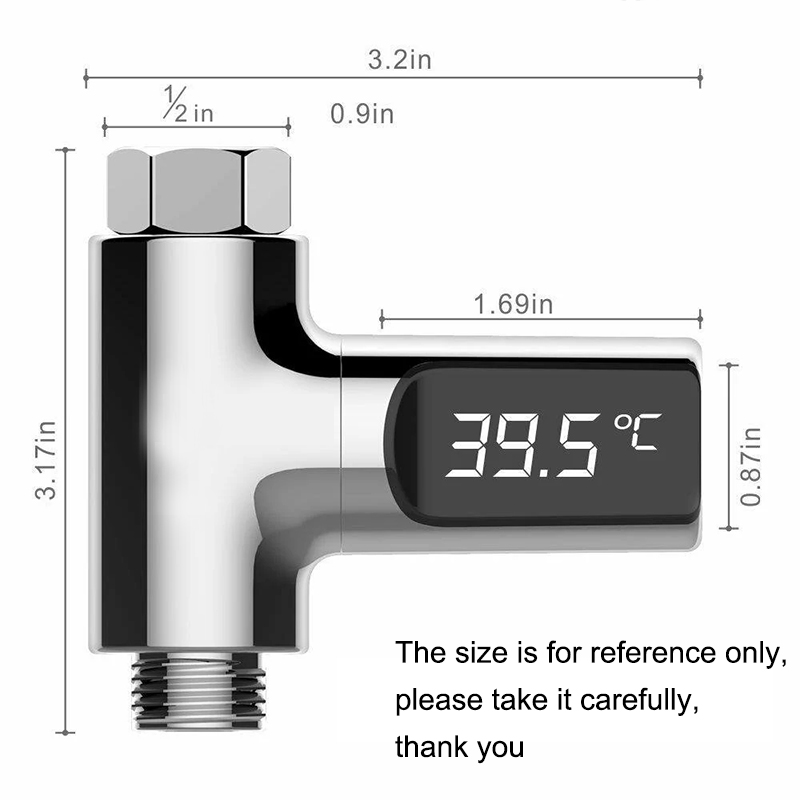 LED-Anzeige für den Haushalt, Wasserduschthermometer 5–85 ℃ Flow Self-powered Wasserthermometer Überwachung Baby Care Energy Smart Meter