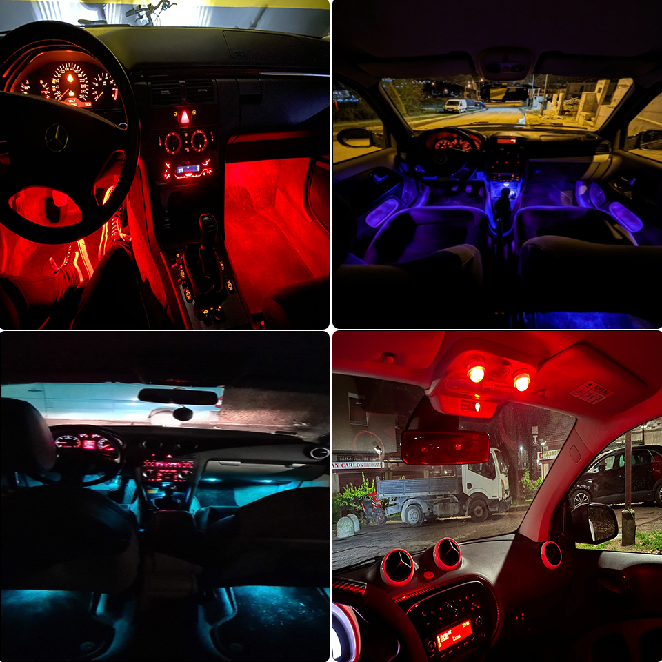 Luces sumergibles RGB subacuáticas, luz LED inalámbrica para Interior de coche, decoración con Control remoto, lámpara de ambiente para techo de coche