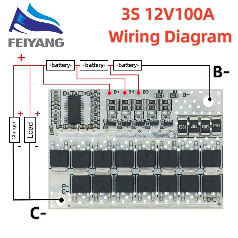 SAMIROB 5S 4S 3S BMS 100A 21V 18V 16.8V 12V 18650 リチウムイオン LMO 三元系リチウム電池保護回路基板 バランス充電