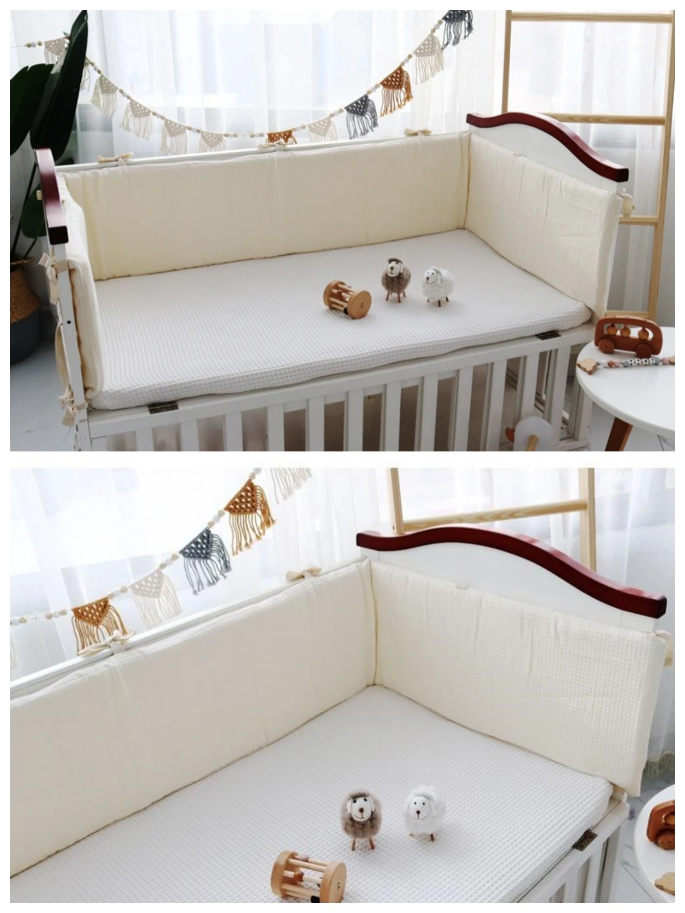 Parachoques para cama de bebé en la cuna, protección gruesa y suave para cuna, Protector de cuna desmontable, decoración para habitación de niños, tamaño personalizado