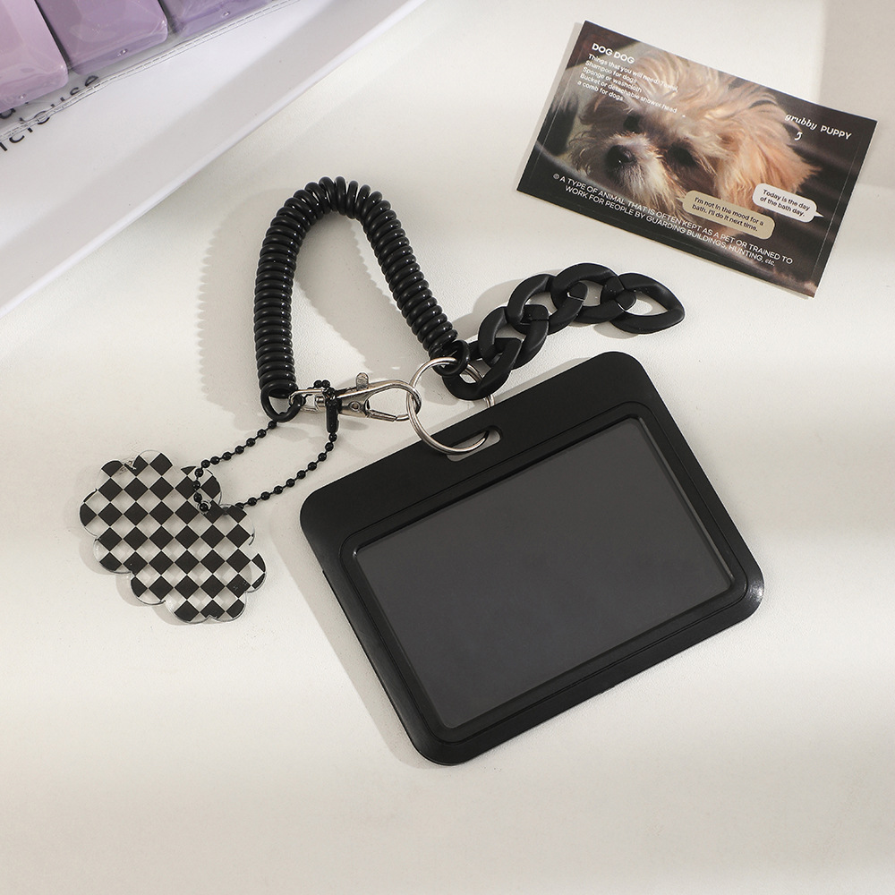 Leather Card Holder ID Card Storage Protective Case Keyring Accessory Backpack Mini Accessory ID Card Holder