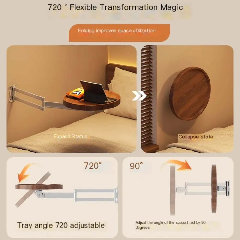 Mesa dobrável de parede, armários de armazenamento de cabeceira, prateleiras flutuantes multiuso para quarto, sala de estar, mesas de chá compactas