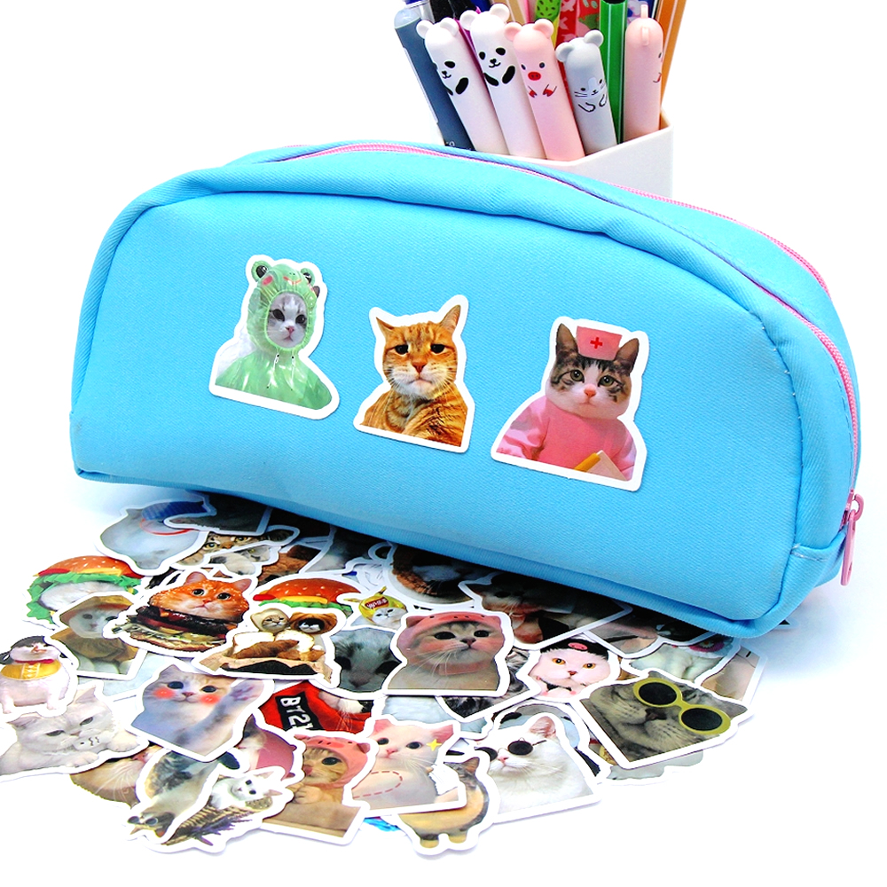 10/50/100pcs Divertente Gatto Adesivi Del Fumetto Sveglio Decalcomanie Giocattolo di Cancelleria Chitarra Telefono Bicicletta Laptop Bagagli Auto Graffiti Adesivo Per Bambini