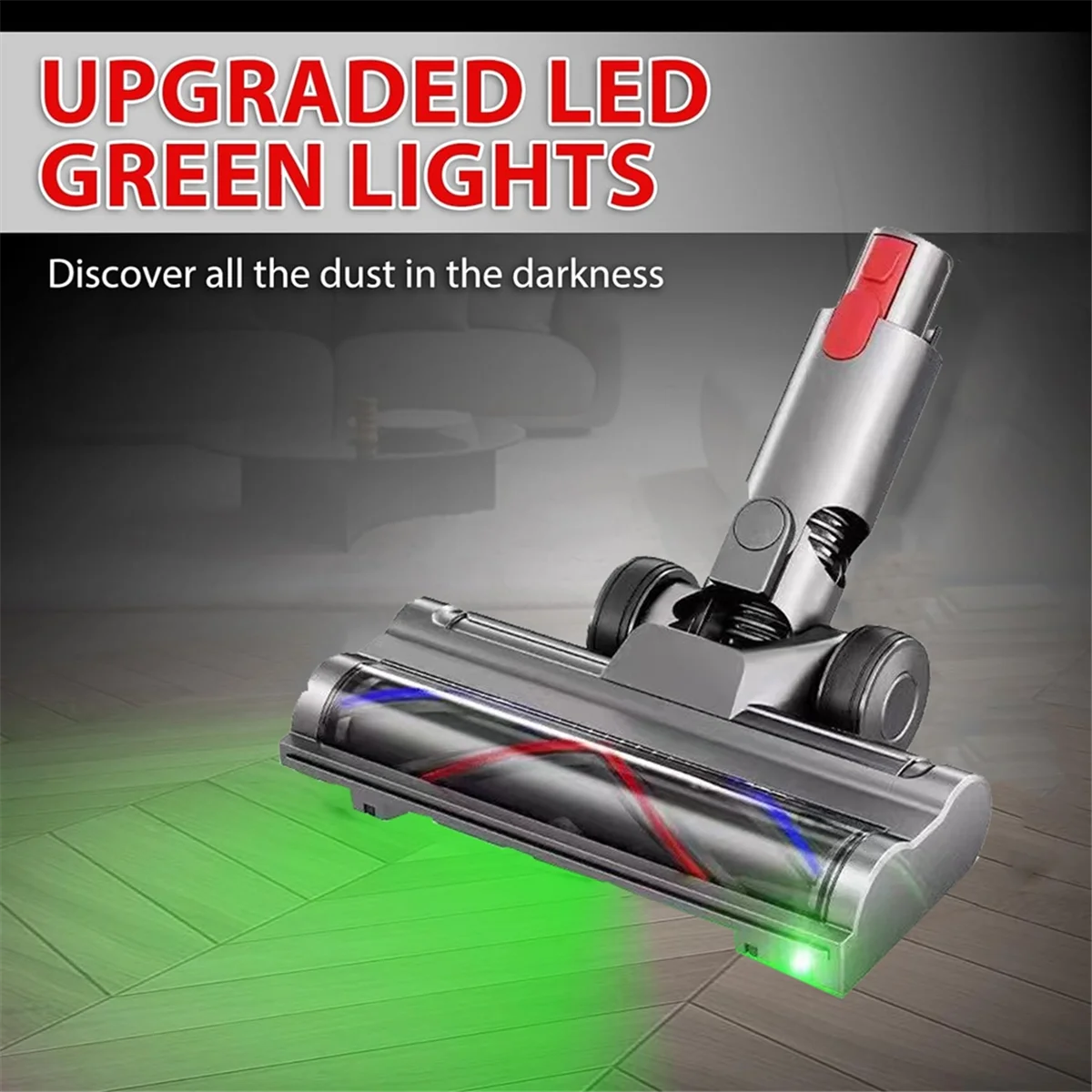 Direct Drive Brush Head for Dyson V7 V8 V10 V11 V15 Vacuum Attachment with LED Dust Detection for Carpet Floor Clean