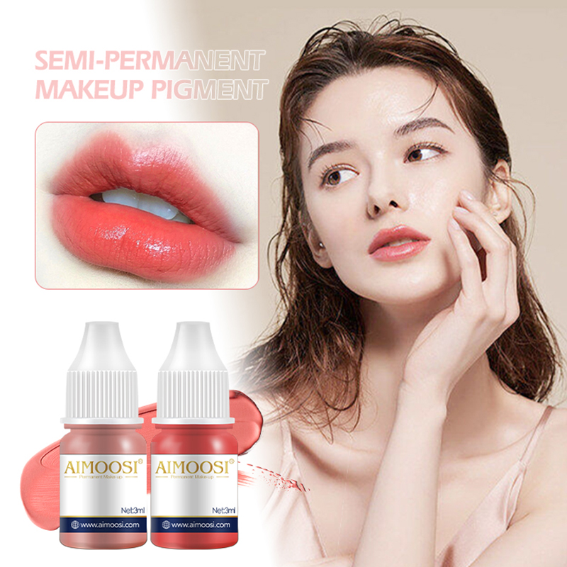 AIMOOSI Tinta Coreana para Tatuaje de Labios Pigmento Profesional Microblading para Maquillaje Permanente Henna Tinta Rosa para Tatuaje de Labios 0.1 OZ