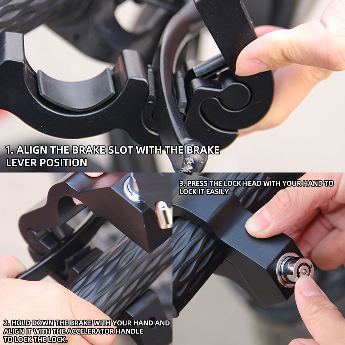 Motorcycle Handlebar Lock Security Anti-theft Handlebar Brake Motorcycle Scooter Handle Solid Lock With 2 Keys