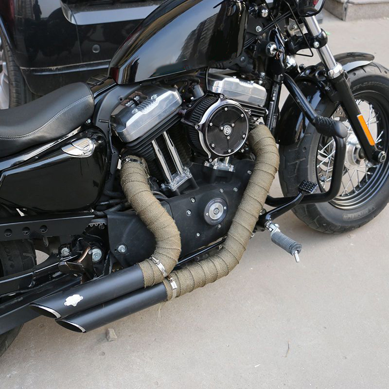 Rollo de tela de aislamiento térmico de fibra de vidrio para escape de motocicleta, piezas de protección de algodón con aislamiento blanco, negro y dorado