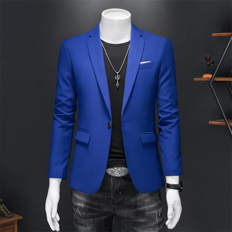 Trajes de un solo botón ajustados de negocios de alta calidad, chaqueta para hombre, chaqueta informal ajustada a la moda para novio de boda, chaqueta de esmoquin, abrigos 6XL-M