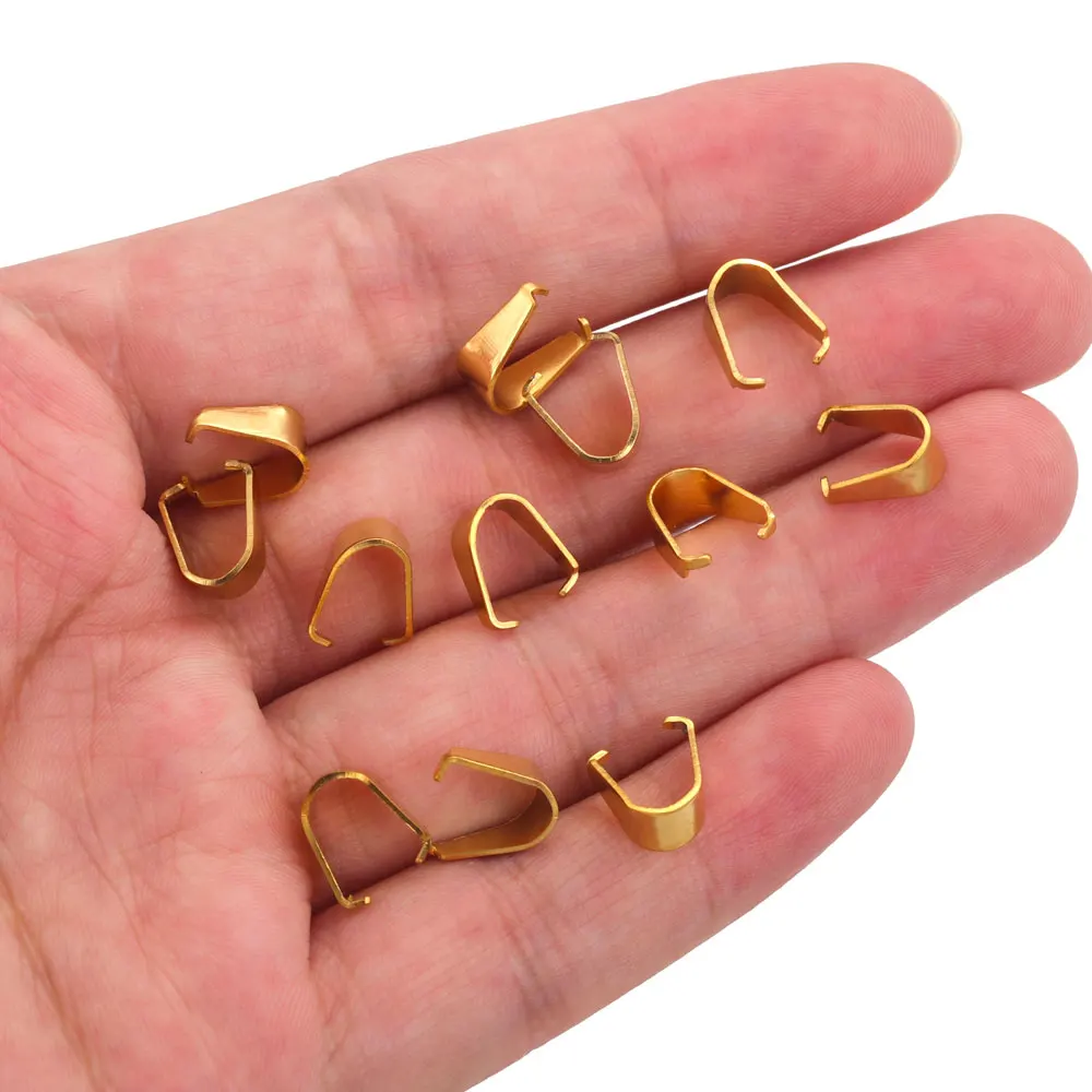 50 pçs banhado a ouro fivela de aço inoxidável fecho para pingentes charme conectores clipe pitada bail fecho diy jóias fazendo suprimentos