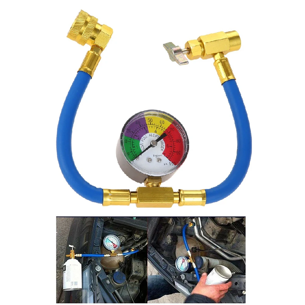 Auto 15.7 "R134A A/C Koelmiddel Gas Laadslang met Manometers Auto Airconditioner Koeling Rubber Vulslang