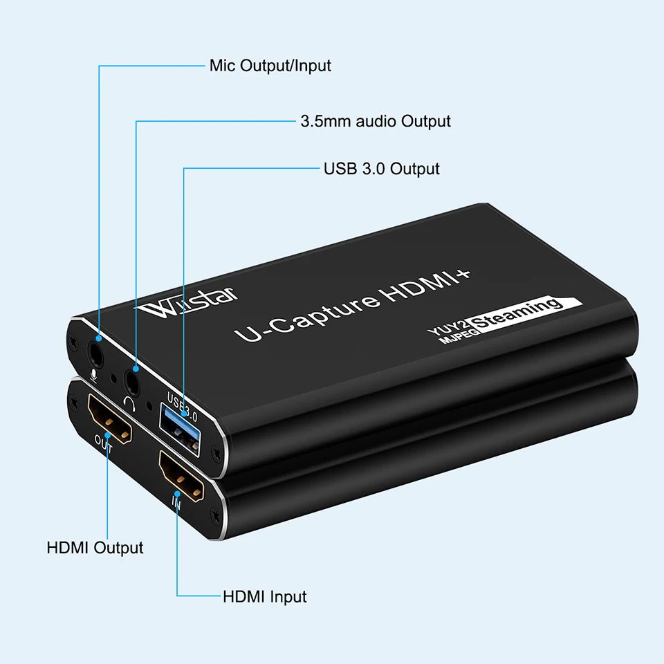 HDMI-совместимая карта видеозахвата USB 3.0 1080P 60 кадров в секунду HD-видеорегистратор для захвата игровой карты OBS Live
